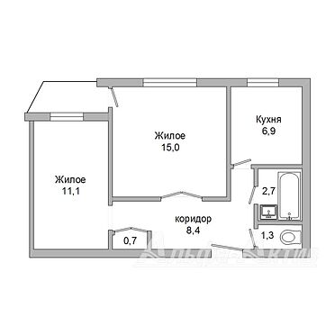 Двухкомнатная квартира, Сосновая ул. - 230178, план 1