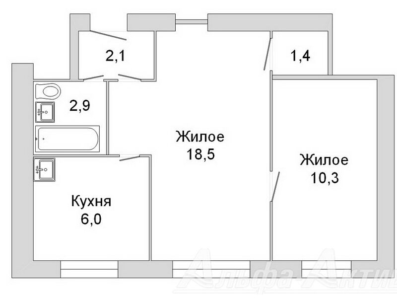 Двухкомнатная квартира, Гоголя ул. - 210279, фото 1