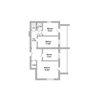 Трехкомнатная квартира, Ленинградская ул. - 250405, план 1