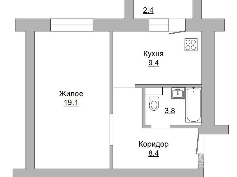 Однокомнатная квартира, Колесника ул.-250196, фото 1