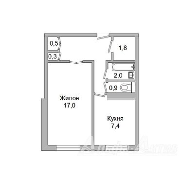 Однокомнатная квартира, Орловская ул. - 220574, план 1
