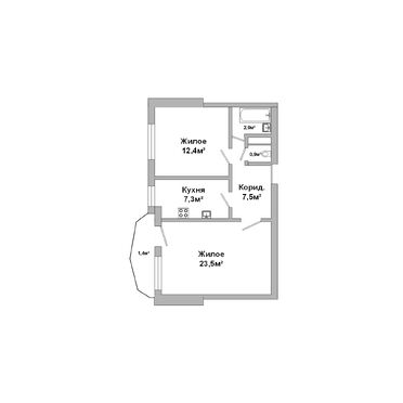 Двухкомнатная квартира, Пушкинская ул.- 250469, план 1