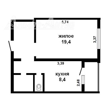 Однокомнатная квартира, 28 Июля ул. - 151587, план 1