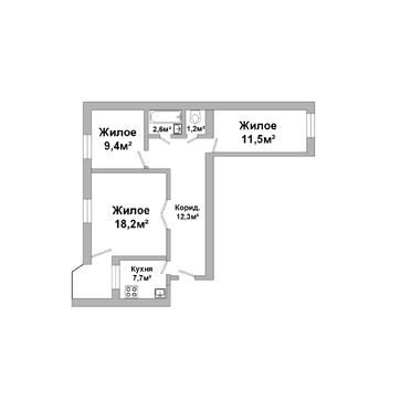 Трехкомнатная квартира, Мошенского ул. - 250483, план 1