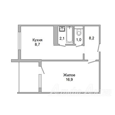 Однокомнатная квартира, Высокая ул. - 240280, план 1