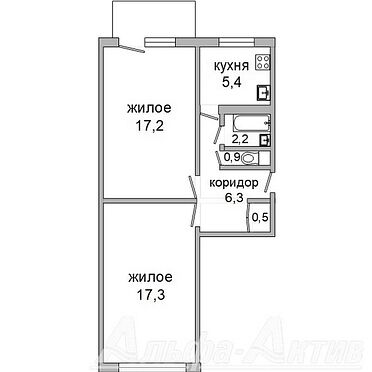 Двухкомная квартира, МОПРа ул. - 240035, план 1