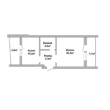 Однокомнатная квартира, ул. Речицкая - 250488, план 1
