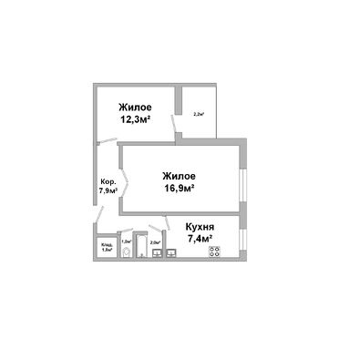 Двухкомнатная квартира, ул. Гаврилова - 250547, план 1