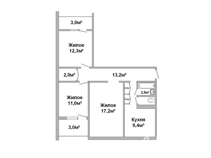Трехкомнатная квартира,Советской конституции ул. - 250195, фото 1