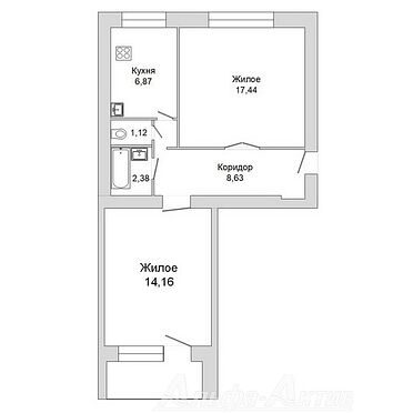 Двухкомнатная квартира, наб. Франциска Скорины - 210263, план 1
