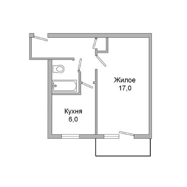 Однокомнатная квартира, ул. Кирова - 250231, план 1