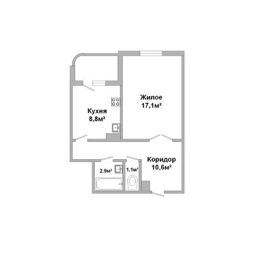 Однокомнатная квартира, Вульковская ул. - 250551, план 1