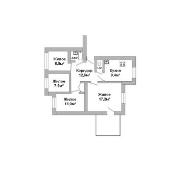 Четырехкомнатная квартира, ул. Октябрьская - 250512, план 1