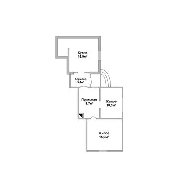 Двухкомнатная квартира в блокированном доме, Карасёва ул.- 250460, план 1