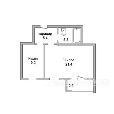 Однокомнатная квартира, Екельчика ул. - 230126, план 1