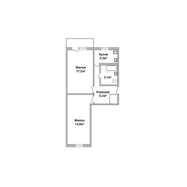 Двухкомнатная квартира, Московская ул. - 250587, план 1