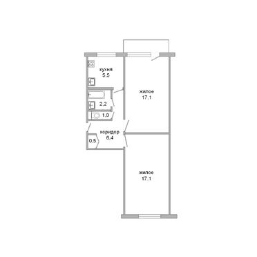 Двухкомнатная квартира, Кирова ул. - 250229, план 1