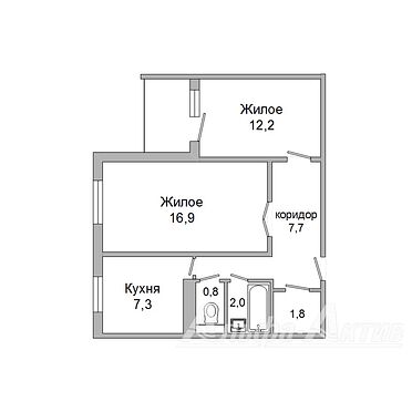 Двухкомнатная квартира, Орловская ул. - 220153 , план 1