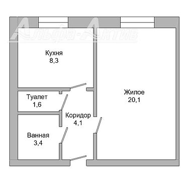 Однокомнатная квартира, ГОБК ул. - 200547, план 1