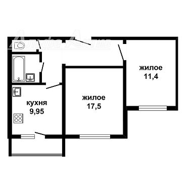 Двухкомнатная квартира, Воровского ул. - 141560, план 1