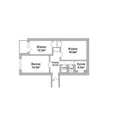 Трехкомнатная квартира, ул. Пионерская - 250470, план 1