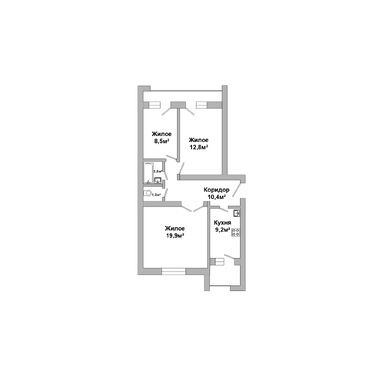 Трехкомнатная квартира, Стафеева. - 250439, план 1