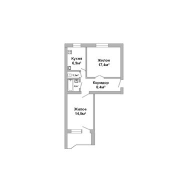 Двухкомнатная квартира, Космонавтов б-р. - 250462, план 1