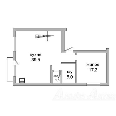 Двухуровневая трёхкомнатная квартира, Л-та Рябцева ул. - 240074, план 1