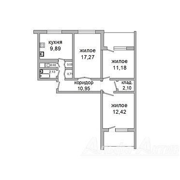 Трехкомнатная квартира, ул. Дубровская - 240077, план 1