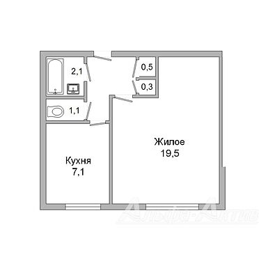 Однакомнатная квартира, наб.Франтишка Скорины ул. - 220465, план 1