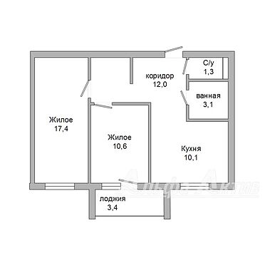 Двухкомнатная квартира, Гоголя ул. - 230133, план 1