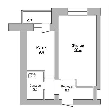 Однокомнатная квартира, 28 Июля ул. - 180137, план 1