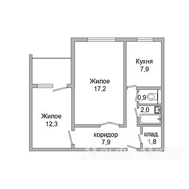 Двухкомнатная квартира, Франциска Скорины наб. - 220519, план 1