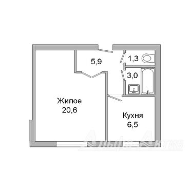 Однокомнатная квартира, Сосновая ул. - 240253, план 1
