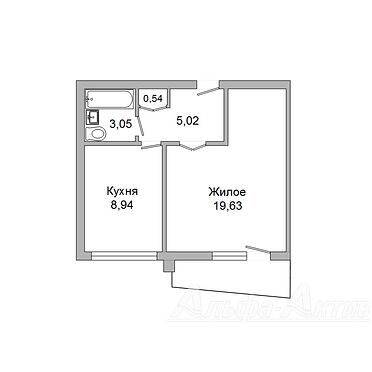 Однокомнатная квартира, наб.Франциска Скорины - 240274, план 1